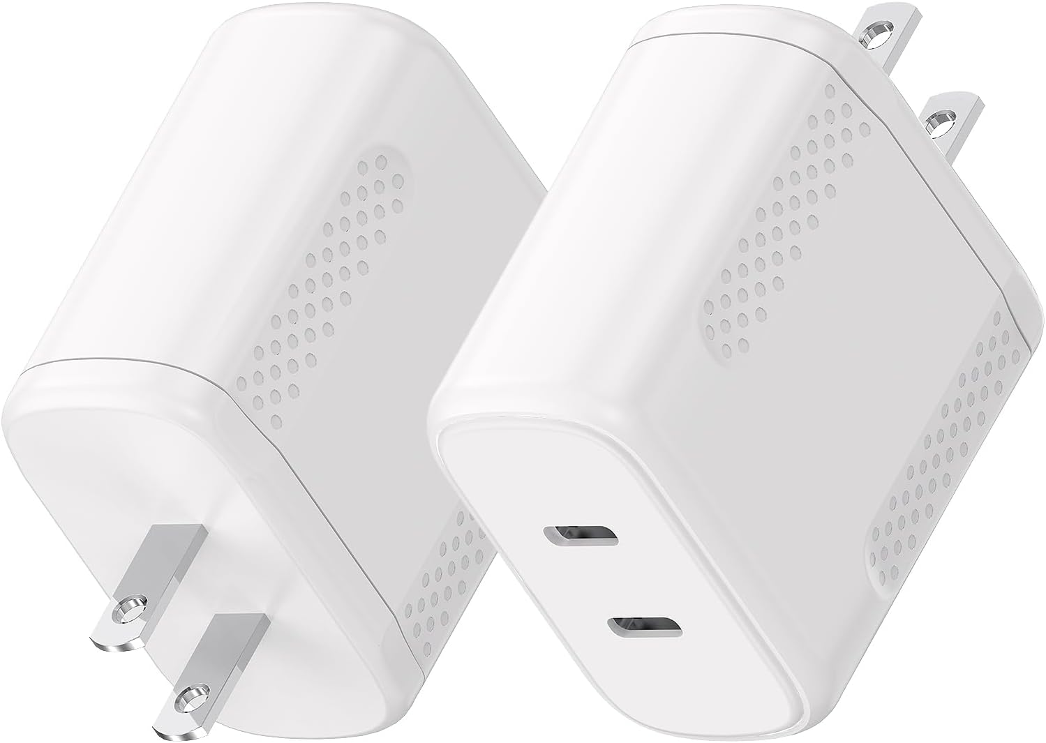 Essri 40W Gan Dual USB C Charger Block 2-Pack,PD 3.0 Fast Charging Wall Plug Power Adapter with Dual Type C Ports for iPhone 17/16/15/14/13 Pro Max,iPad Pro/Air/Mini,Galaxy S25 / S24,Google Pixel White