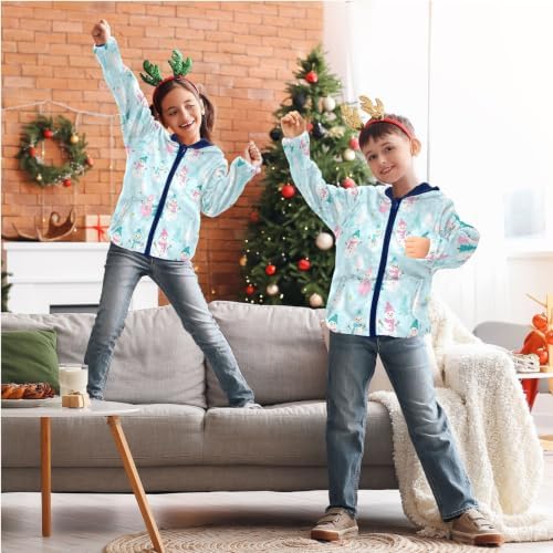 JUNZAN Kids Hooded Fleece Jacket Polyester Double-Sided Brushed Fleece - 2