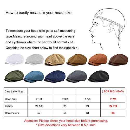 Botvela Men'S Newsboy Flat Cap 100% Cotton Gatsby Ivy Golf Cabbie Hat thumb #6