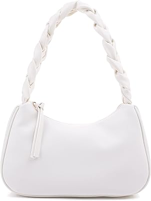 Emperia Braided Top Handle Shoulder Bag For Women, Trendy Designer Small Hobo Tote Handbag_White