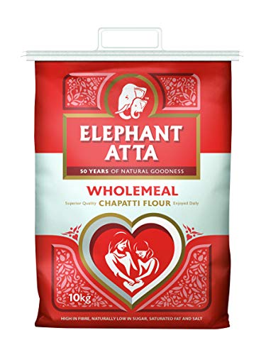 Elephant Atta Wholemeal Chapatti Atta Flour | Wholemeal Flour | Naan Flour | Roti Flour | Whole Meal | Bulk Flour | Catering Flour | Plain Flour | (10kg)