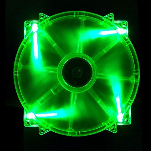 APEVIA CF20SL-UGN 200mm SILENT Green LED Case Fan with 3Pin & 4Pin Connectors
