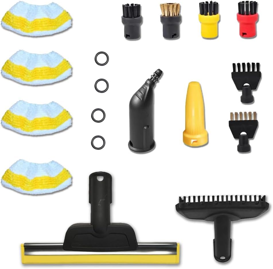 18 piezas accesorios para limpiador de vapor Kärcher Easyfix SC1 SC2 SC3 SC4 SC5 profesional kit de piezas de repuesto para limpiador de vapor Karcher Set con cepillos redondos de microfibra cepillo