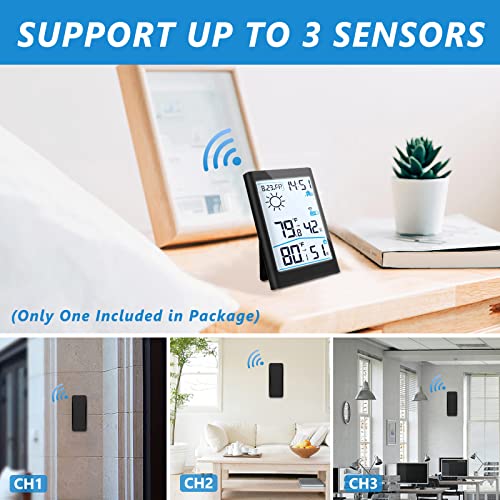 Thermometer And Hygrometer, Wireless Weather Station, Accurate Indoor Outdoor Temperature Meter Gauge And Humidity Monitor, With Weather Forecast, External Sensor, Alarm Clock, Calendar And Backlight #TOP1