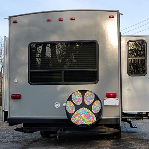 Image of Delerain Dog Paw Print Spare Tire Covers for RV Trailer SUV Truck and Many Vehicle, Wheel Covers Sun Protector Waterproof, (14 Inch for Diameter 23 inch-27 inch)