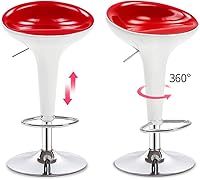 Vista 3 de Taburete de bar moderno, taburete de bar de altura ajustable, taburete giratorio de piel sintética, sillas de comedor hidráulicas, taburetes