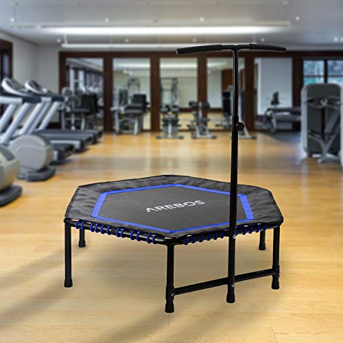 Arebos Fitness-Trampolin mit Haltegriff | T-Stange Haltegriff höhenverstellbarer | Ø 120 cm | bis 120 kg | TÜV-geprüft… – Bild 3