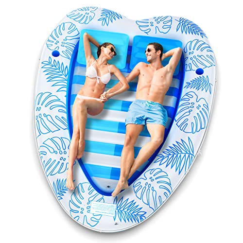 Bloranda Large Pool Floats for Adults - Heart-Shaped Inflatable Tanning Pool Lounger Float | Inflatable Pool for Adults (XXL-87x67’’) by Bloranda - Used condition - US$17.81