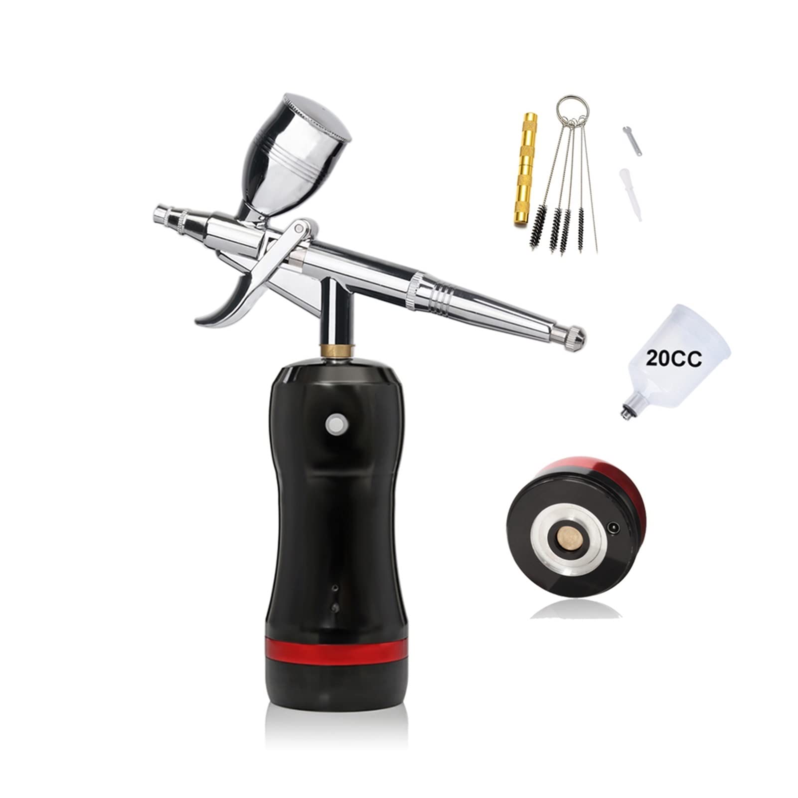 Spruzzatore di vernice, Portable Mini sostituire la batteria ad alta pressione PSI Airbrush Compressor Kit Nail Beauty Salon Spray Paint Privato,Alta efficienza(Part D Red)