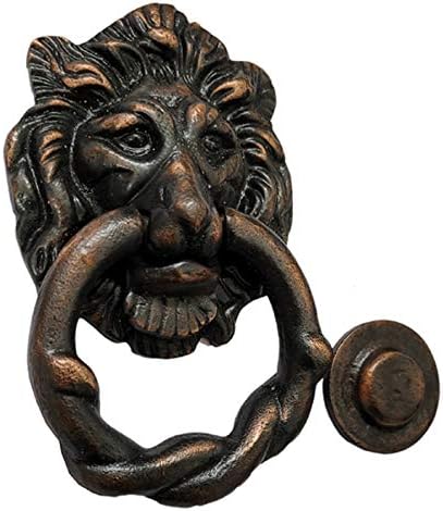 Adonai Hardware "Ahishahur" Lion Face Black Antique Iron Door Knocker (1, Antique Copper)