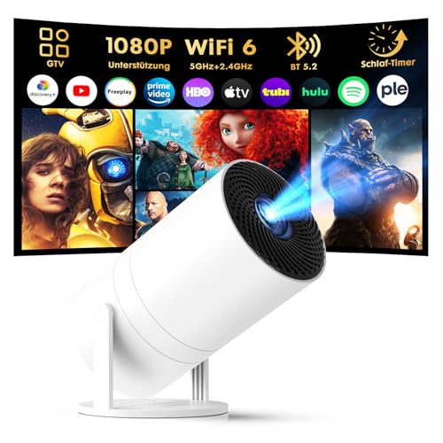 Tecaki Mini Projektor mit WiFi 6 & Android 14 & Bluetooth 5.2