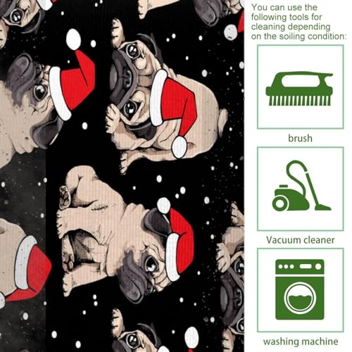 Tapetes de cocina de bulldog con gorro de Navidad pack de 2 alfombras lavables 5