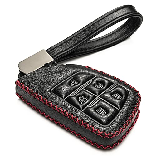 Étui pour clé Chevrolet Tahoe 2021 coque cuir véritable noir rouge protection 5 boutons
