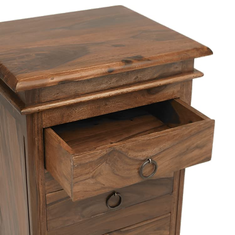 Image of Wooden 7 Drawer Storage Cabinet Wooden Sideboard Storage Cabinet Dresser for Bedroom Living Room Home Sheesham Wood, Walnut Colour