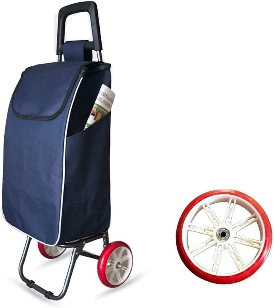 Trolley Multi-Function Shopping Cart Folding Trolley Large Capacity Light Weight Wheeled Trolley Push Cart Bag with 2 Wheels Storage Hand Trucks,Black(Wine Red)