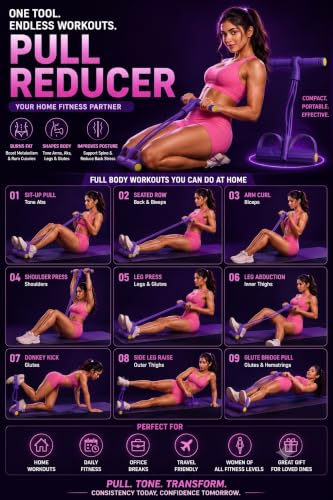 Image of Pull Reducer Bands 4 Tubes Body Pedal Exerciser Yoga Crossfit Exercise, Arm Exercise, Body Building Training Men and Women (Purple Pull Reducer)