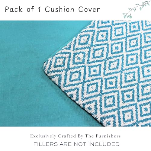 Image of Reversible 18x18 Teal Cotton Argyle Woven Pack of 1 Fashion Throw Pillow Covers Cases for Couch Sofa Home Decoration | 45x 45 cm