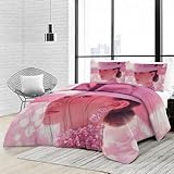 Srigzcaly Bettdecke 220x240 Traumhaft Rosa Hut Frau Ganzjahresdecke, Rosa Bettdecke Ohne Bezug - 4 Jahreszeiten Bettdecken - Wende Steppdecke Schlafdecke für Einzelbett Doppelbett oder Kinder