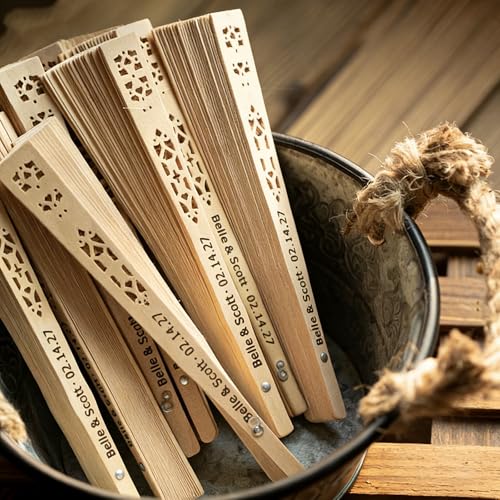 Éventail à main personnalisé mariage : cadeaux de fête prénatale et éventails bois gravés