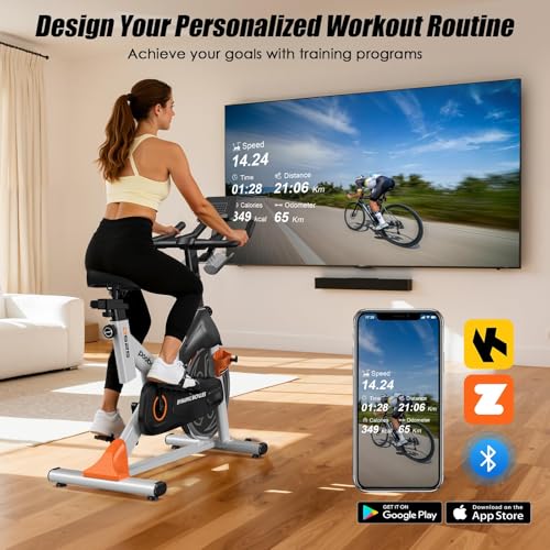 Image of pooboo Exercise Bike,Stationary Bike for Home with Exclusive App,Low Noise Indoor Magnetic Cycling Bike with 350 lb Weight Capacity,Tablet Mount,LED Calorie Display for Weight Loss