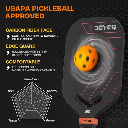 Image of DGYGQ Pickleball Paddles with Polypropylene Honeycomb Core, T700SC Power Carbon Fiber Pickleball Paddle, Increased Power for Ultimate Spin & Consistency