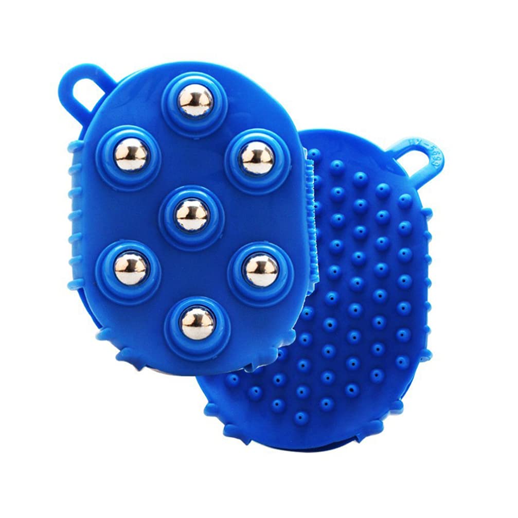 HEALLILY 1pc Metal Ball Palm Massage Cover Palm Massage Relaxation Brush 7 Ball Massage Gloves for Body Massage Mobility Recovery (Blue) - Image 2