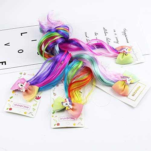 Sunormi 4 Pcs Multi-Colors Kids Girls Hair Clips In 15 Inch Hair Extensions Ponytails Hair Weave For Girls Dress Up #TOP1