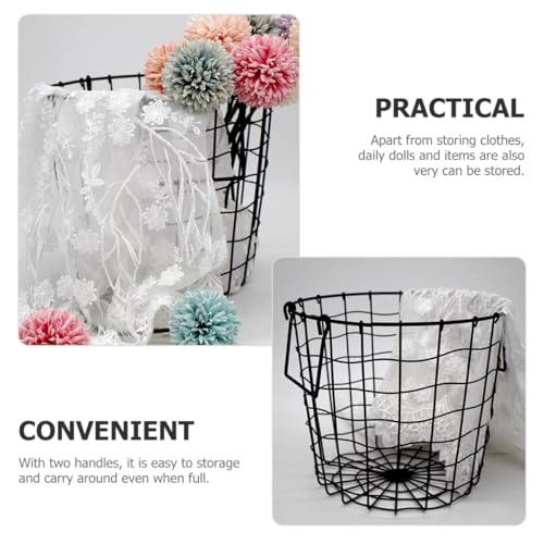 Panier de rangement compact en fil de fer avec double anse métallique - 8