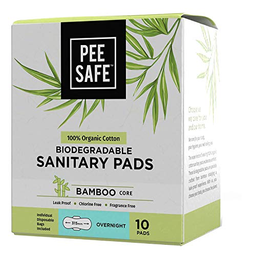 Pee Safe 100% Organic Cotton Biodegradable Sanitary Pads, Overnight | Anti-Bacterial | Superb Absorbency | Long Lasting Protection | Skin Friendly | Comfortable & Easy To Use | Pack of 10 (B07SD2FPJ3) Amazon Price History, Amazon Price Tracker