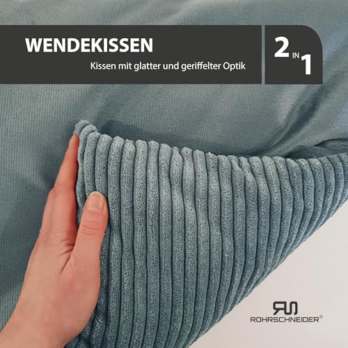 Rohrschneider Hundebett waschbar | für kleine und mittelgroße Hunde | mit Hundekissen Cord | 2 Größen (ca. 55x42 cm/ca. 70x50 cm) inkl. Gassibeutel (Türkis, Cordstoff breit)