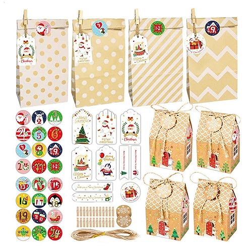Sacs cadeaux Kraft de Noël Set 2 pour bonbons et emballages de fête