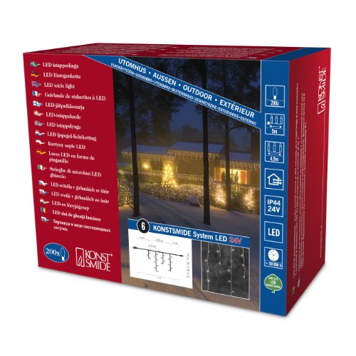 Preisvergleich Produktbild Konstsmide 4621-103 LED Hightech System Erweiterung / Lichtervorhang Eisregen / für Außen (IP44) / 200 warm weiße Dioden / transparentes Kabel