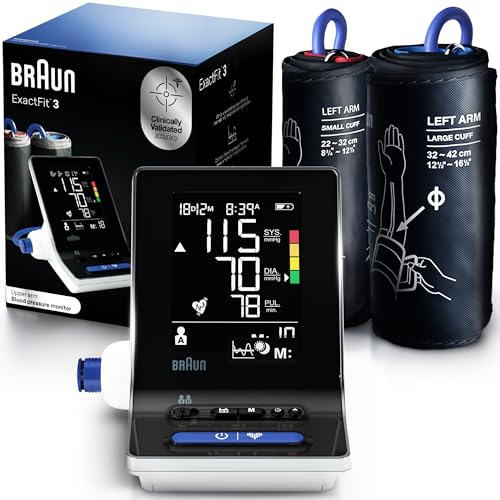 Braun ExactFit 3 Blood Pressure Monitor for Home Use, Blood Pressure Machine, Color-Coded, High BP...