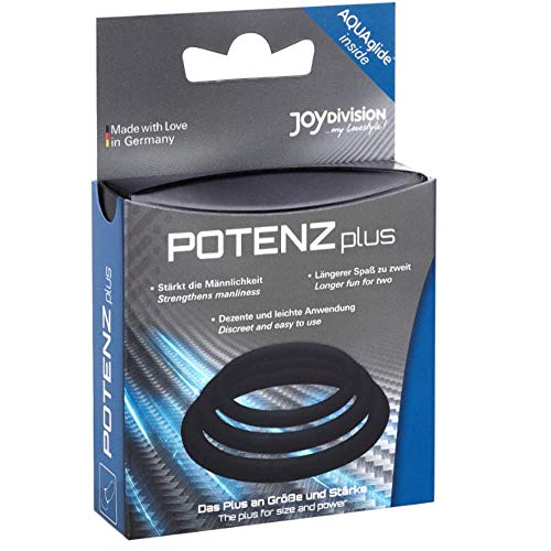 JOYDIVISION Potenzplus noir, lot de 3 (S, M, L), anneaux péniens en silicone médical, anneaux de puissance, jouets