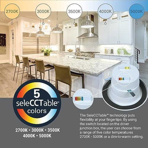 Image of HALO RL 4 inch LED Recessed Light Retrofit Selectable CCT 2700K 3000K 3500K 4000K 5000K Dimmable Dim to Warm 600 /900 Lumens Wet Location Indoor Outdoor Ceiling Downlight RL4LS9FSD2W1EWH (Pack of 4)