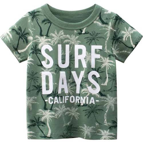 Image of Frogwill Toddler Boys Summer Clothes Hawaiian Jungle Animal Cotton T-Shirt and Poplin Short Outfit Set