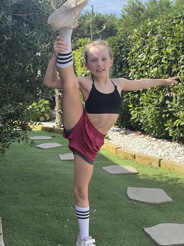 Rolanko Girls 2 in 1 Athletic Shorts Quick Dry Running Sports Active Shorts with Pockets for Kids 5-11 Y3