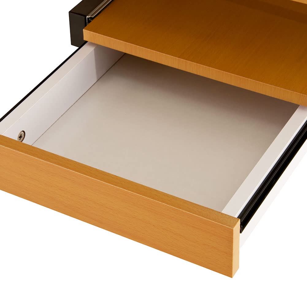 BAKAJI Scrivania con Cassetto Ripiano per Scanner Stampante Portatastiera e Mensola Estraibile Tavolo da Lavoro Porta Pc Computer in Metallo e Legno MDF Arredamento Casa Ufficio Cameretta