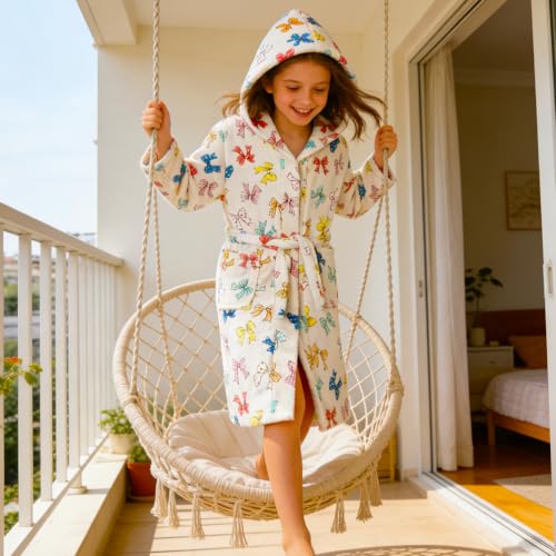 Image of Kids Bathrobe Hooded Plush Fleece Robe for Girls Boys