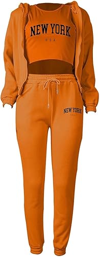 Miniatura 6 de WZPIMT Women Sweatsuits Sets 3 Piece Outfits Long Sleeve Pullover Hoodie Full Zip Jackets + Tank + Jogging Sweatpants Sets