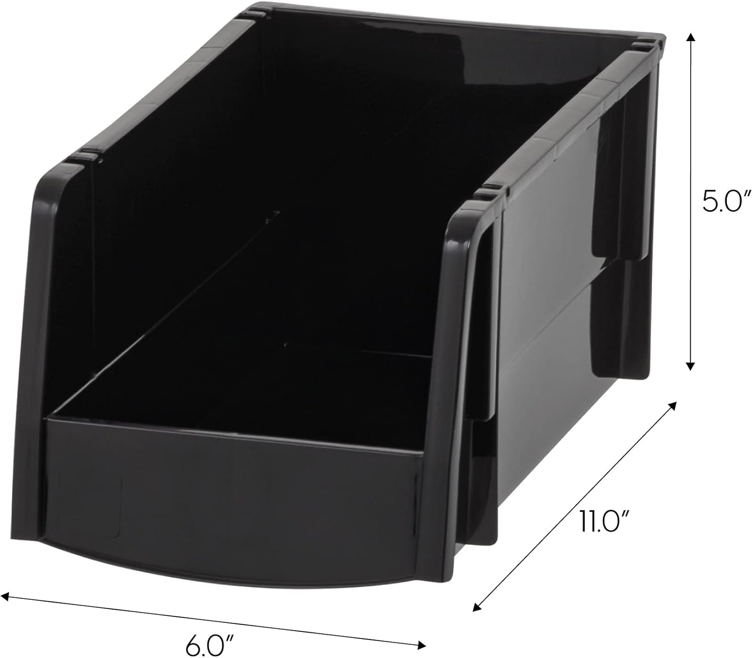 IRIS USA 26 Drawer Parts and Hardware Cabinet + 11" x 6" x 5" Medium Plastic Open Front Stackable Storage Bin, 8-Pack, Stackable Craft Supplies Cabinet Classroom Office, Black