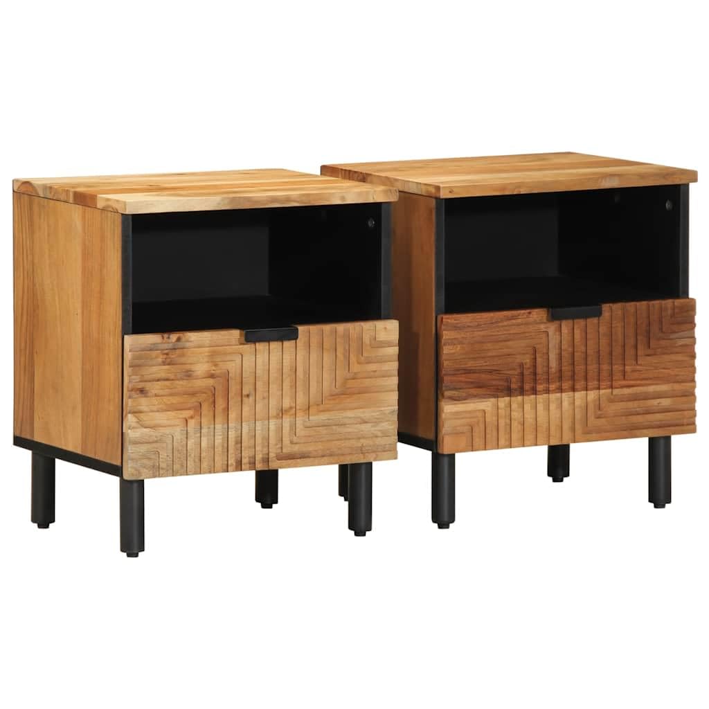 Table de chevet en bois d'acacia meuble de rangement de nuit lot de 2 tables de salon