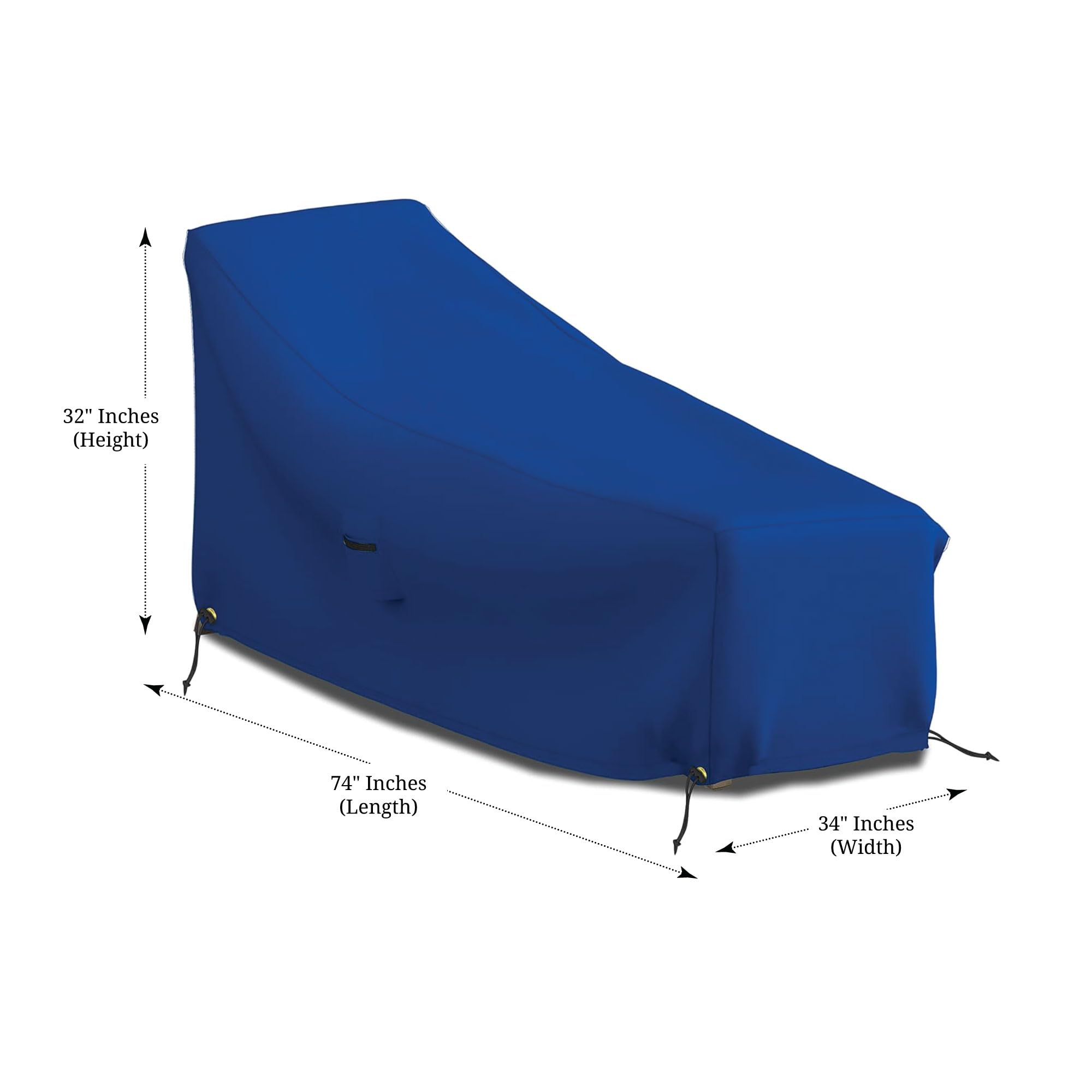 Covers & all Chaise Lounge Cover, Heavy Duty 18 Oz Waterproof UV & Weather Resistant Outdoor Patio Lawn Garden Backyard Furniture Chair Protector with Air Vents & Drawstrings (74L x 34W x 32H, Blue)
