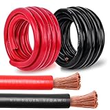 Kimbluth 1/0 Gauge Battery Cable Copper Wire, 5FT Red+5FT Black 1/0 AWG Welding Cable Standard USA OFC Wire for Automotive, Battery, Solar, Marine and Generator