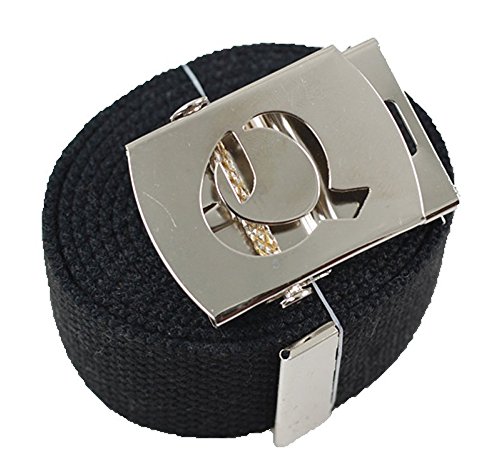 Accmall Old English Initial Q Canvas Military Web Black Belt & Silver Buckle 60 Inch #TOP14