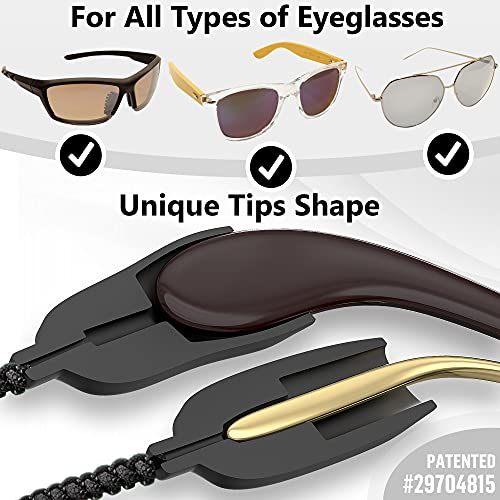 Eye Glasses String Strap Holder - Eyeglass Straps for Men Women - Sunglass Strap Lanyard Cord - Eye Glasses Accessory Chain - 2 Pcs (Black)