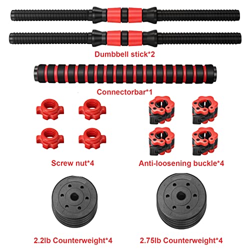 Edostory Adjustable Dumbbell Set, 22Lb Free Weights Dumbbells,4 In 1 Set Barbell, Dumbbell, Non-Slip Handles, Fitness Home Gym For Men Women #TOP1