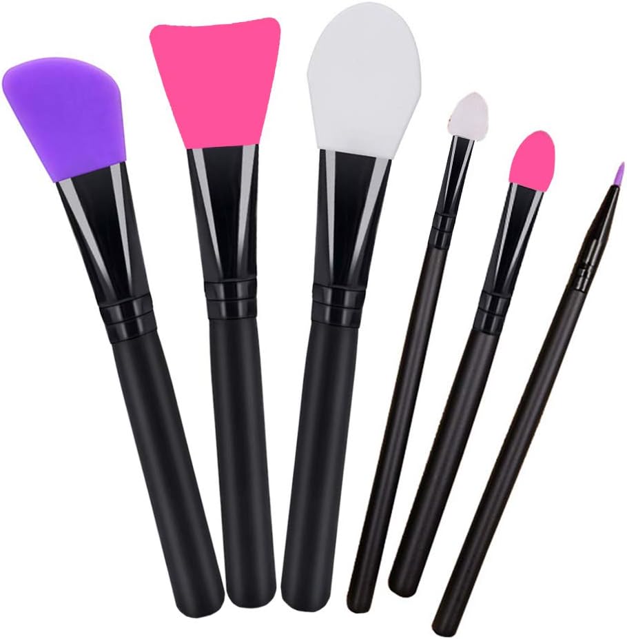 6pcs Silicone Facial Mask Brushes for Mud, Clay, Charcoal Mixed Mask, Ultra Soft Mask Moisturizers Applicator Makeup Tools and Body Butter Applicator Tools