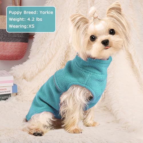 Image of Dog Clothes for Small Dogs Fleece Vest Dog Sweater Boy Girl, Warm Pullover Fleece Doggie Jacket, Winter Pet Ourfit Chihuahua Sweater - Yorkie Clothes (Lake Blue, X-Small)