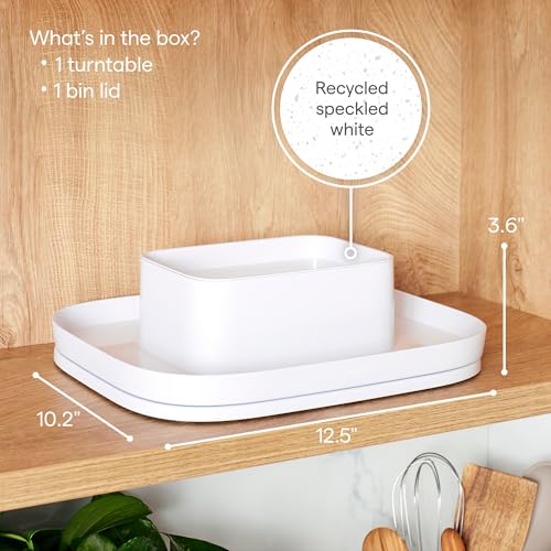 YouCopia MagicTrack Rectangle Lazy Susan Turntable 2-Tier Spice Rack: Jar & Bottle Storage Organizer for Kitchen and Bathroom with 360° Spin, Non-Slip, White Speckled BPA-Free - Thumbnail 5